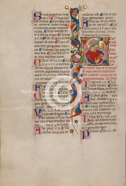 Initial S: Bust Portrait of a Young Man; Compendium moralium notabilium, early 15th century. Creator: Cristoforo Cortese.