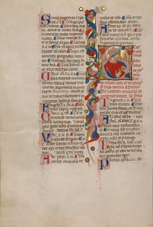 Initial S: Bust Portrait of a Young Man; Compendium moralium notabilium, early 15th century. Creator: Cristoforo Cortese