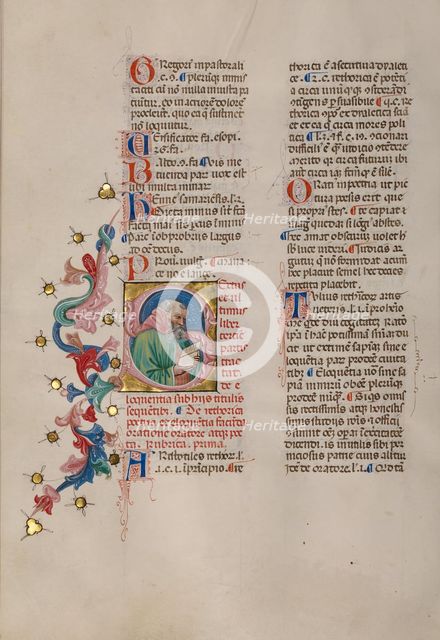 Initial S: Bust Portrait of a Bearded Man with an Open Book, early 15th century. Creator: Cristoforo Cortese.