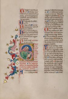 Initial S: Bust Portrait of a Bearded Man with an Open Book, early 15th century. Creator: Cristoforo Cortese