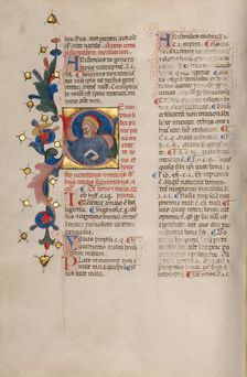 Initial S: Bust Portrait of a Bearded Man; Compendium moralium notabilium, early 15th century. Creator: Cristoforo Cortese