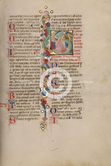 Initial S: Bust Portrait of a Bearded Man, early 15th century. Creator: Cristoforo Cortese.