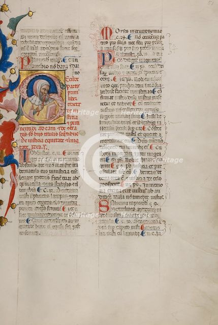 Initial S: Bust Portrait of a Bearded Man in an Ermine Collar, early 15th century. Creator: Cristoforo Cortese.