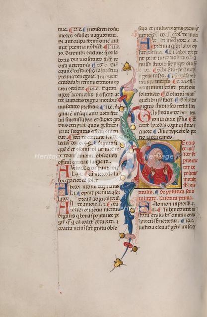 Initial S: Bust Portrait of a Bearded Man in Prayer, early 15th century. Creator: Cristoforo Cortese.