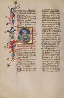 Initial S: Bust Portrait of a Man; Compendium moralium notabilium, early 15th century. Creator: Cristoforo Cortese