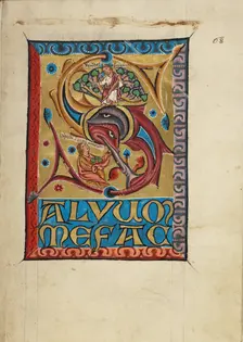 Initial S: Christ as the Bridegroom with the Bride; Psalter, third quarter of 13th century. Creator: Unknown