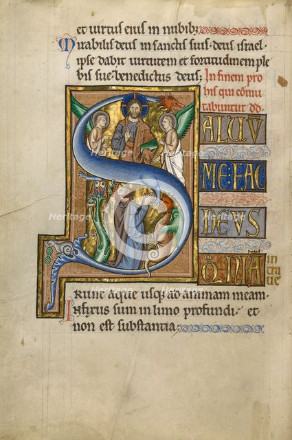 Initial S: David in Prayer; Psalter, after 1205. Creator: Master of Ingeborg Psalter.