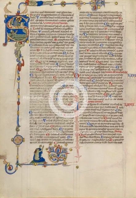 Initial S: David in the Water; Abbey Bible, about 1250-1262. Creator: Unknown.