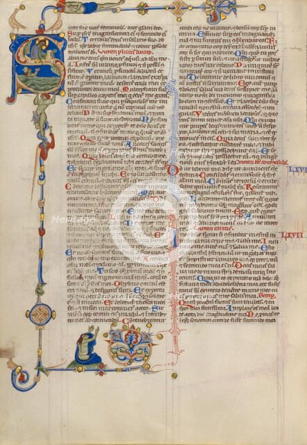 Initial S: David in the Water; Abbey Bible, about 1250-1262. Creator: Unknown.
