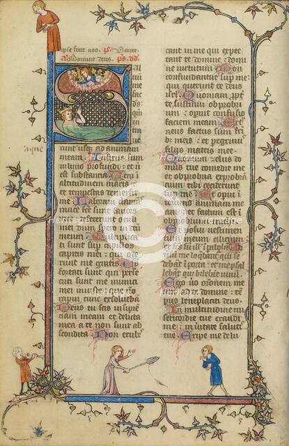 Initial S: David in the Water; Breviary, about 1320-1325. Creator: Unknown.