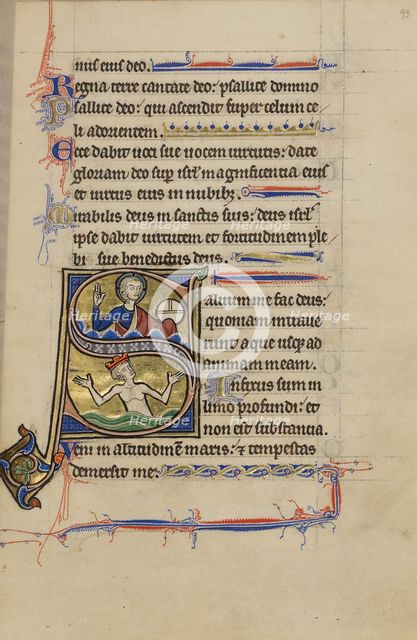 Initial S: God the Creator and David in the Water; Wenceslaus Psalter, about 1250-1260. Creator: Unknown.