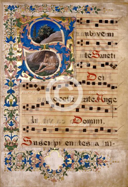 Initial S: Job, cutting from a choir book, third quarter of 15th century. Creator: Francesco di Antonio del Chierico.