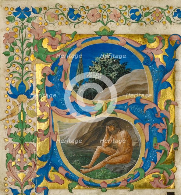 Initial S: Job, cutting from a choir book, third quarter of 15th century. Creator: Francesco di Antonio del Chierico.