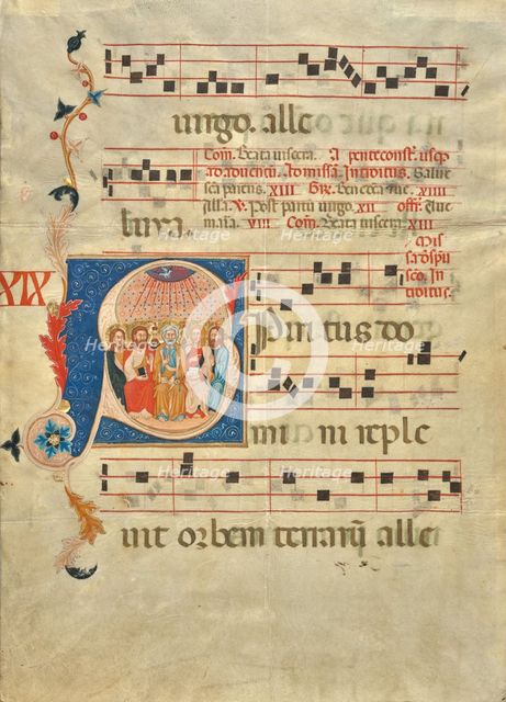 Initial S: Pentecost (leaf from a gradual), about 1330-1340. Creator: Vanni di Baldolo.