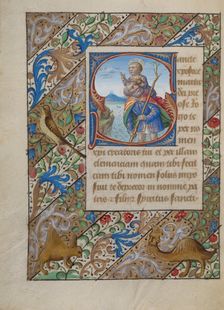 Initial S: Saint Christopher; Book of Hours, about 1480-1490. Creator: Georges Trubert