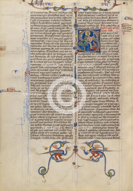 Initial S: Saint Peter; Abbey Bible, about 1250-1262. Creator: Unknown.