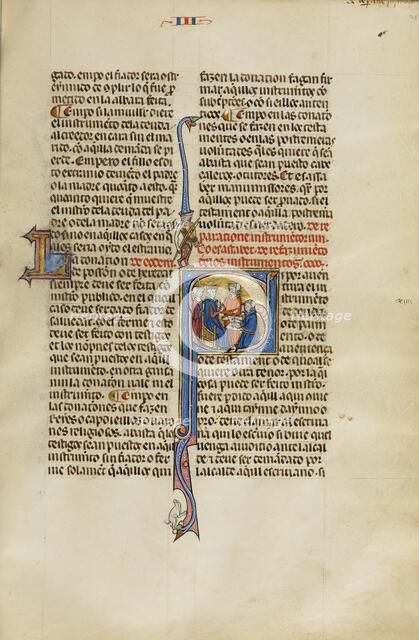 Initial S: Two Men Disputing before a Judge; Vidal Mayor, about 1290-1310. Creator: Unknown.