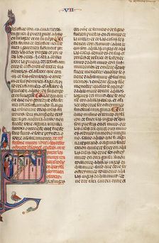 Initial S: Two Men Standing before a City Tower; Vidal Mayor, about 1290-1310. Creator: Unknown