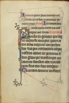 Initial S: The Virgin Mary Interceding for a Young Man before Christ Showing his Wounds, about 1300. Creator: Unknown