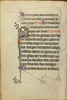 Initial S: The Virgin Mary Interceding for a Young Man before Christ Showing his Wounds, about 1300. Creator: Unknown