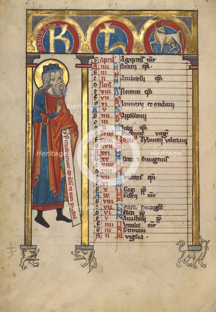 Initial S: The Crucifixion with the Virgin's Heart Pierced by a Sword; Hours of Simon de Varie, 1455 Creator: Master of Jean Rolin II.
