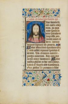Initial S: The Face of Christ; Llangattock Hours, 1450s. Creator: Master of the Llangattock Hours