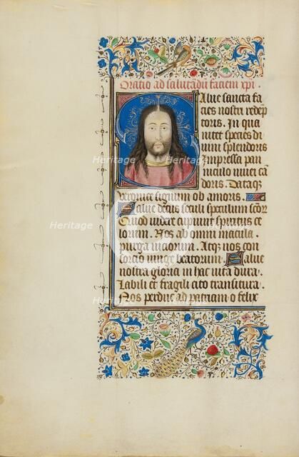 Initial S: The Face of Christ; Llangattock Hours, 1450s. Creator: Master of the Llangattock Hours.