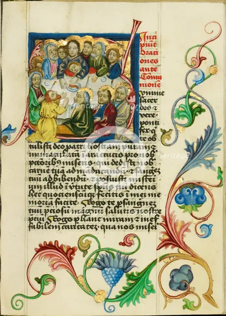Initial S: The Last Supper; Prayer Book, about 1470-1480. Creator: Workshop of Valentine Noh.