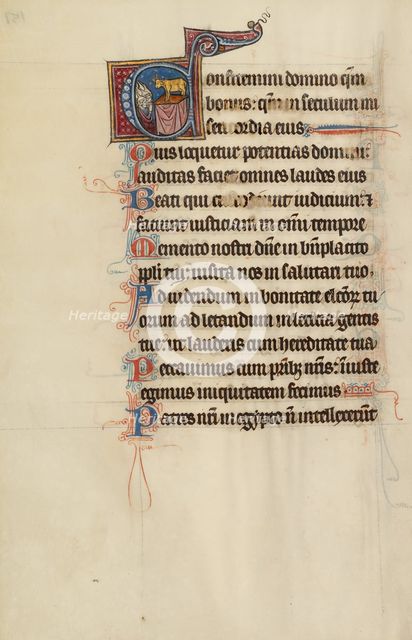 Initial S: The Lord Appearing to David in the Water; Bute Psalter, text and illumination about 1285. Creator: Bute Master.