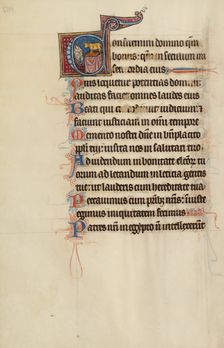 Initial S: The Lord Appearing to David in the Water; Bute Psalter, text and illumination about 1285. Creator: Bute Master