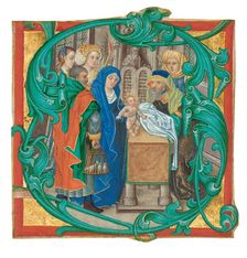 Initial S: The Presentation in the Temple, about 1475-1500. Creator: Unknown