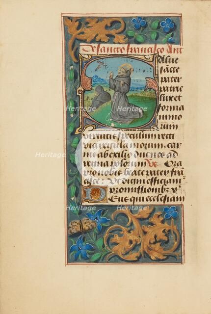 Initial S: The Stigmatization of Saint Francis; Crohin-La Fontaine Hours, (about 1480-1485?). Creators: Master of the Dresden Prayer Book, Workshop of the Master of the Dresden Prayer Book.