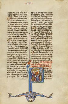 Initial S: Three Men Kneeling before a Judge; Vidal Mayor, about 1290-1310. Creator: Unknown