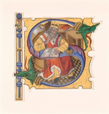 Initial S with King David as Scribe, 1430s. Creator: Master of the Cypresses