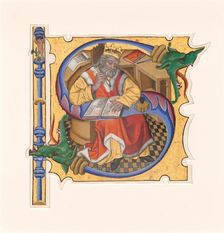 Initial S with King David as Scribe, 1430s. Creator: Master of the Cypresses