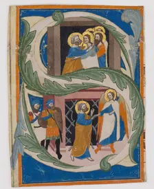 Initial S with Saint Peter Liberated from Prison, first half 14th century. Creator: Unknown