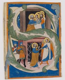 Initial S with Saint Peter Liberated from Prison, first half 14th century. Creator: Unknown
