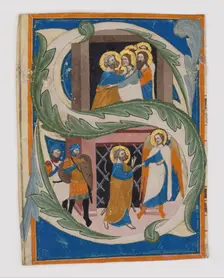 Initial S with Saint Peter Liberated from Prison, Italian, first half 14th century. Creator: Unknown
