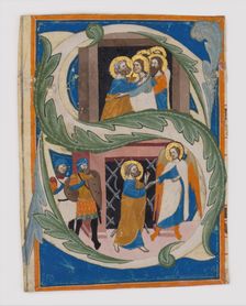 Initial S with Saint Peter Liberated from Prison, Italian, first half 14th century. Creator: Unknown