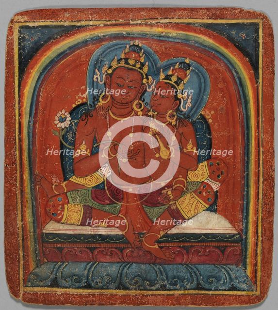 Initiation Card (Tsakalis): Chenresi (Avalokiteshvara), early 15th century. Creator: Unknown.
