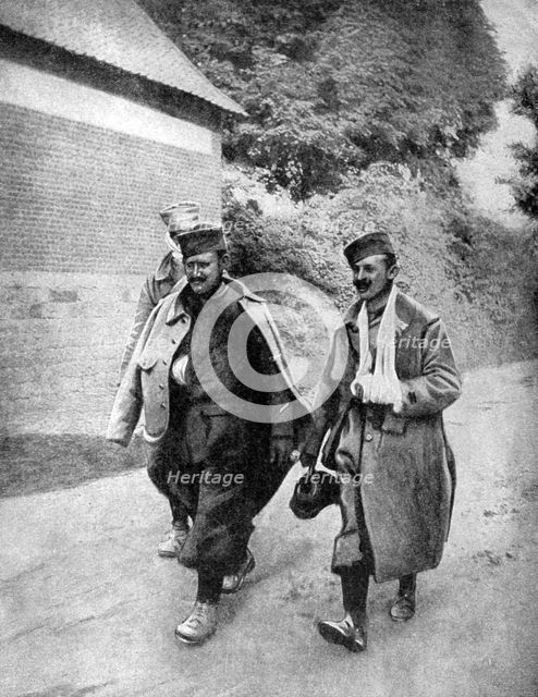 Injured French soldiers, Arras, France, World War I, 1915. Artist: Unknown
