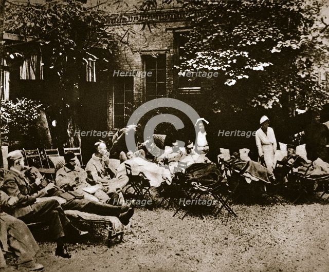 Injured soldiers recuperating at an American hospital in Paris, France, World War I, 1918.  Creator: Unknown.