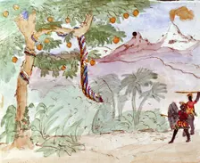 Ink and Wash drawing by the German classical composer Felix Mendelssohn for his son, Paul. Creator: Felix Mendelssohn