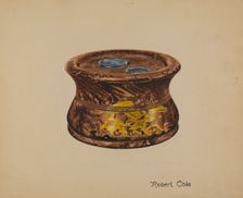 Ink and Pen Stand, c. 1940. Creator: Robert Cole