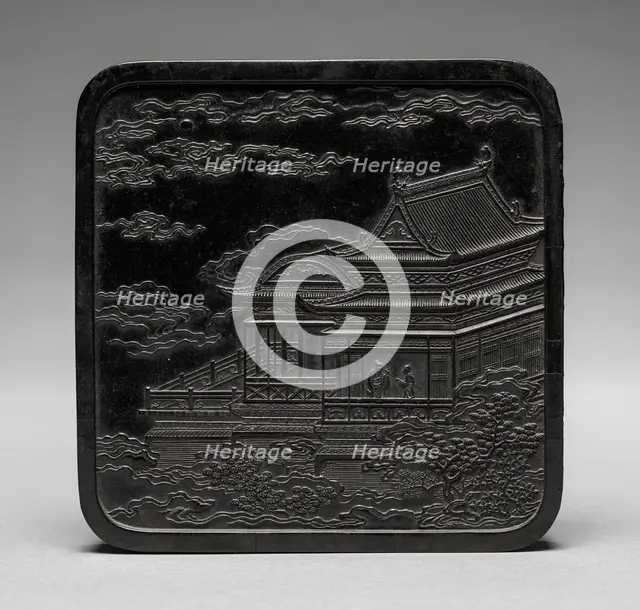 Ink Cake with Architectural Design, 1736-1795. Creator: Unknown.