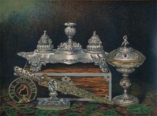 Inkstand, Paper Weight, Hunting Knife or Dagger, Covered Tazza, Paper Weight 1863. Artist: Robert Dudley