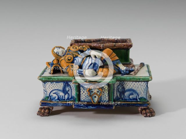 Inkstand with sleeping knight, late 15th/early 16th century. Creator: Unknown.