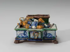 Inkstand with sleeping knight, late 15th/early 16th century. Creator: Unknown