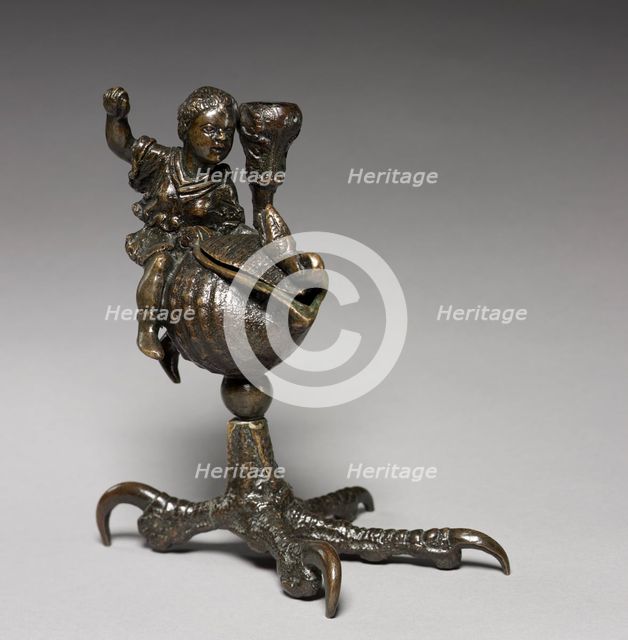 Inkwell and Candlestick with the Infant Hercules Killing the Serpents, c. 1510-1520. Creator: Severo da Ravenna (Italian, c.1496-c.1543), workshop of.