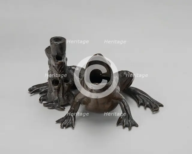 Inkwell in the Form of a Frog beside a Tree Stump, 16th century. Creator: Unknown.